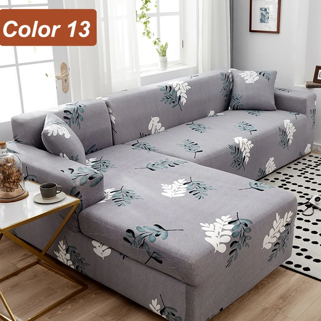 L-Shaped Sofa Cover Corner Sofa Slipcovers Elastic Chaise Cover 1/2/3/4 Seater Stretch Sectional Couch Armchair Cover Protector Color 13