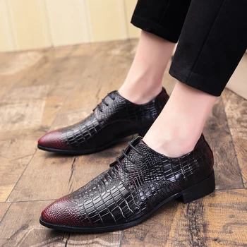 

Leather Men Formal Shoes Fashion Business Dress Men Shoes Classic Men's Suits Shoes pointed toe lace up Men Oxfords shoes