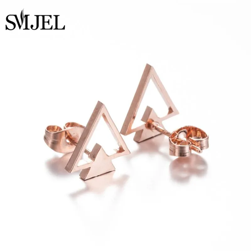 Mehrere Schwarz Edelstahl Ohrringe Geometrische Frauen Männer Punk Runde Herz Dreieck Volleyball Stud Ohrring Geschenk für Freund – Detail 34