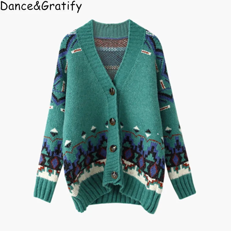 

Women Vintage Sweater Cardigans Casual Knit Ponchoes Single Breated Oversized Loose Jacket Knit Coat jumper