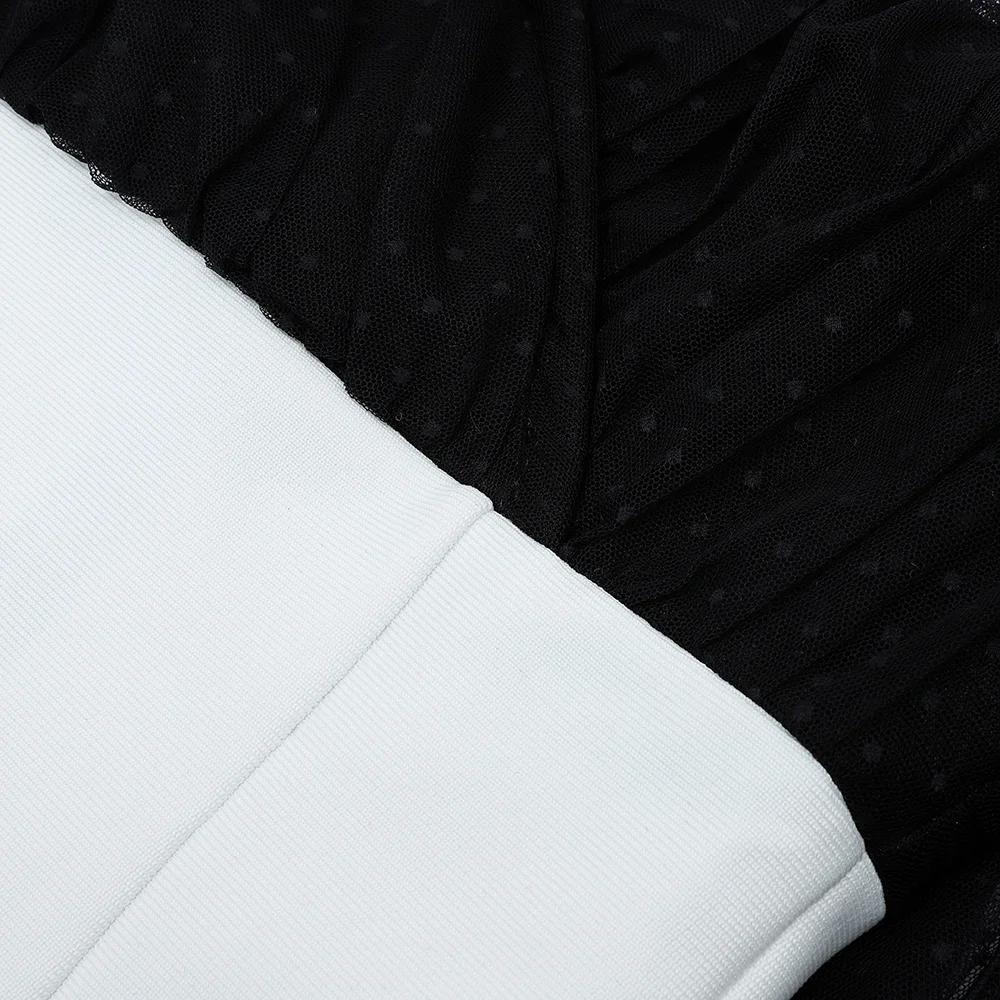 Ocstrade Sexy Off Shoulder Black and White Bandage Dress 2020 Women Summer Sheer Mesh Bandage Dress Bodycon Evening Party Dress
