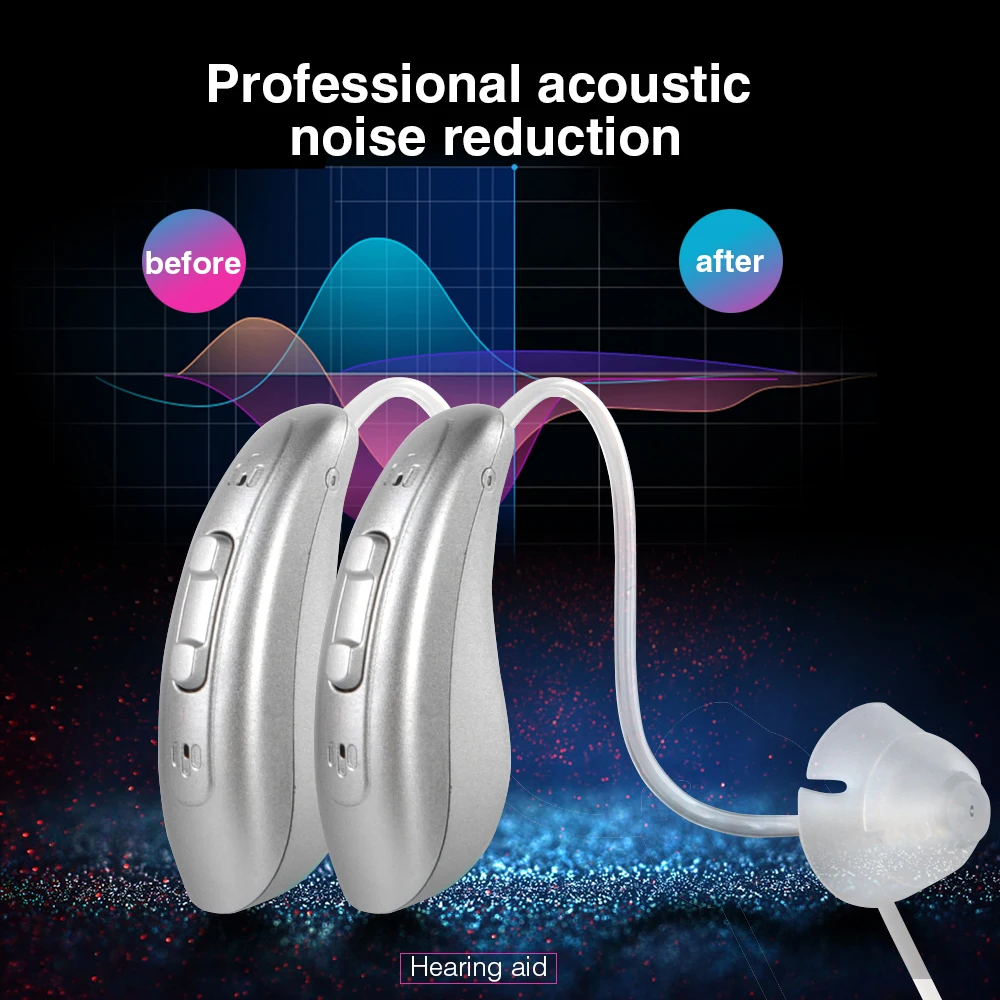 

reeshipping 1Pair Invisible Digital BTE Hearing Aids Voice Enhancer Sound Amplifier With Box Rechargeable Ear Care Tools