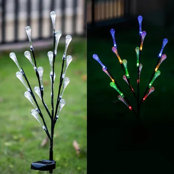 

Waterproof Party Easy Install Artificial Tree Landscape Home Yard 16 LEDs Lawn Solar Powered Outdoor Decor Garden Light Colorful
