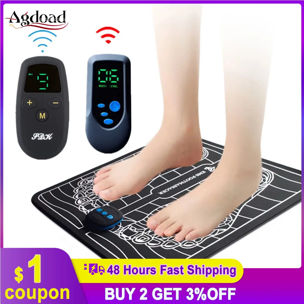 EMS Electric Foot Massager Mat Tens Muscle Stimulator Foldable Foot Cushion  Pad Pulse Acupuncture Pain Relief Blood Circulation - AliExpress