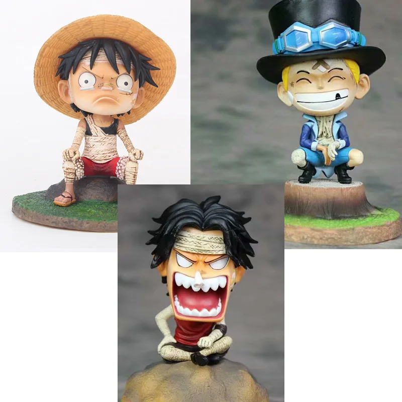 

One Piece Three Brothers Limited Edition Statue Bandage Luffy Childhood Cry GK Ace Saab Doll Garage Kit Model