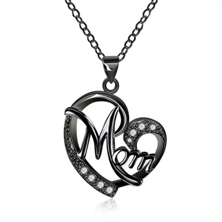 Новое поступление, персонализированное ожерелье с надписью «мама», Радужное Cz инициалы, большой алфавит, длинное женское великолепное ювелирное изделие KN069 - Окраска металла: Black-Black