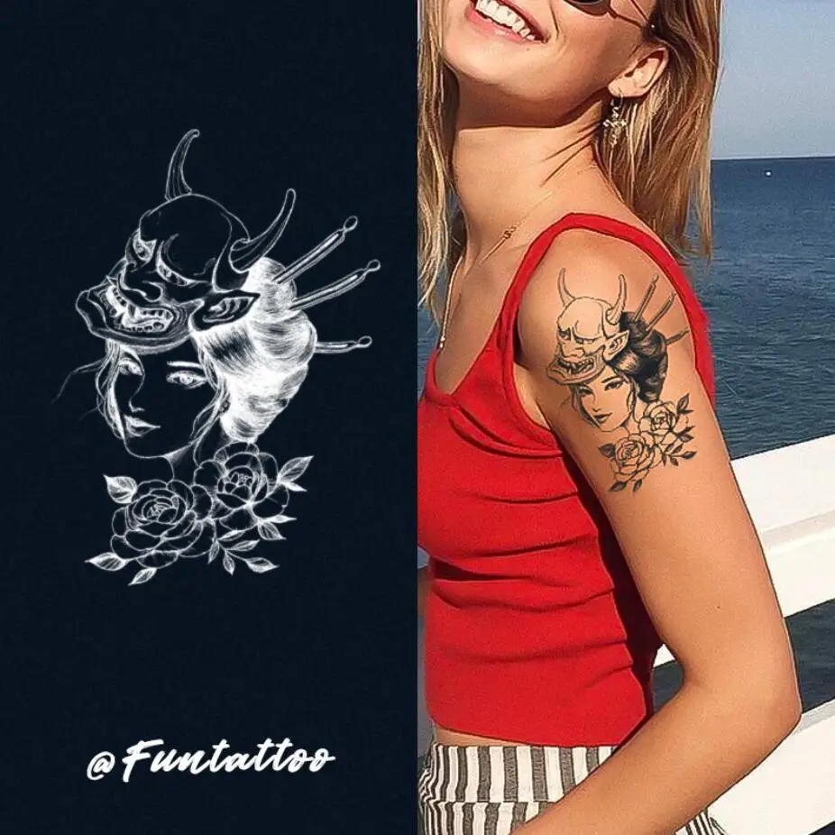 

Waterproof Temporary Tattoo Sticker Flower moon fox Totem Flash Tatto Sexy Girl Body Art Ink Blue Fake Tatoo T2013