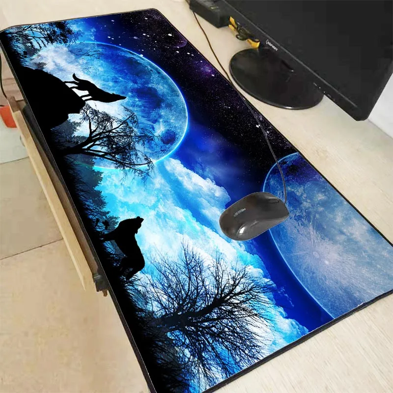 

Большой игровой коврик для мыши Mairuige The Wolf moonlaptop с фиксируемыми краями