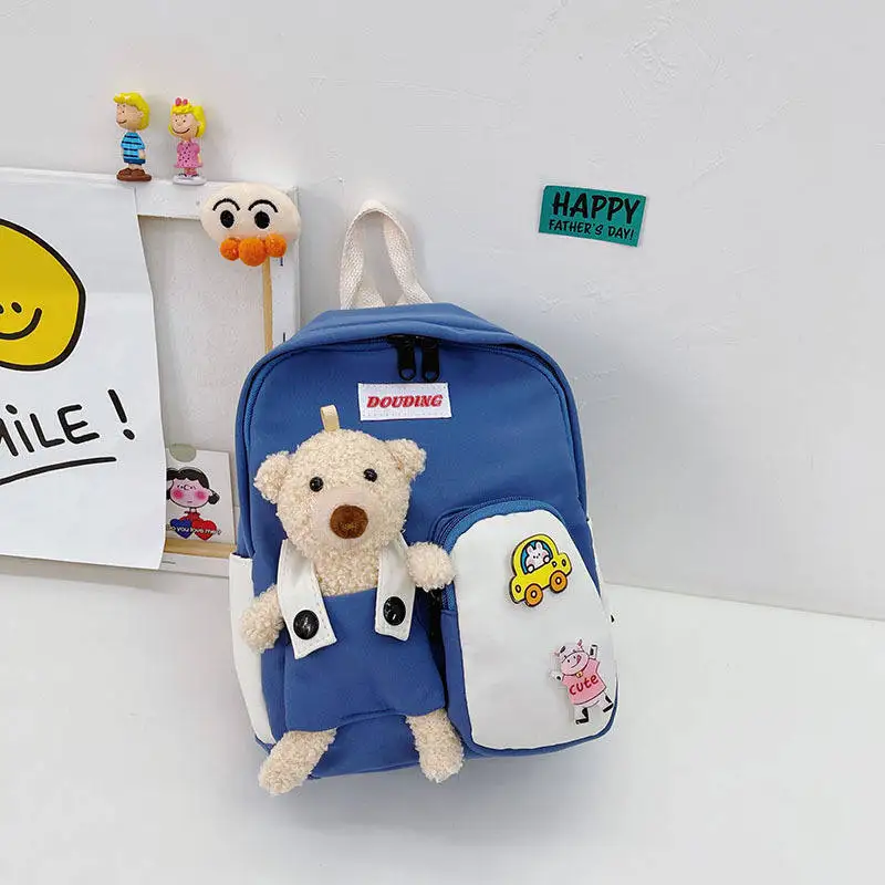 Mochilas escolares de lona con diseño de oso de dibujos animados para niños  y ni