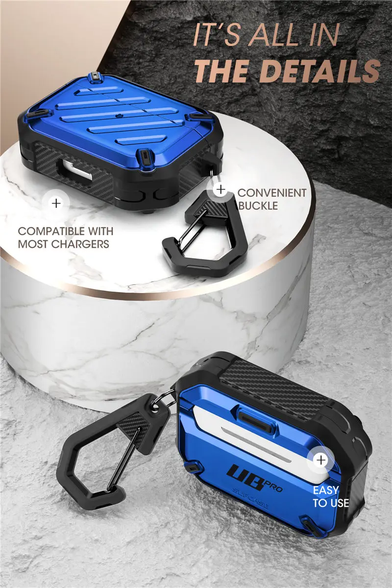 supcase ub pro projetado para airpods pro case capa protetora robusta de corpo inteiro com mosquetão para apple airpods pro