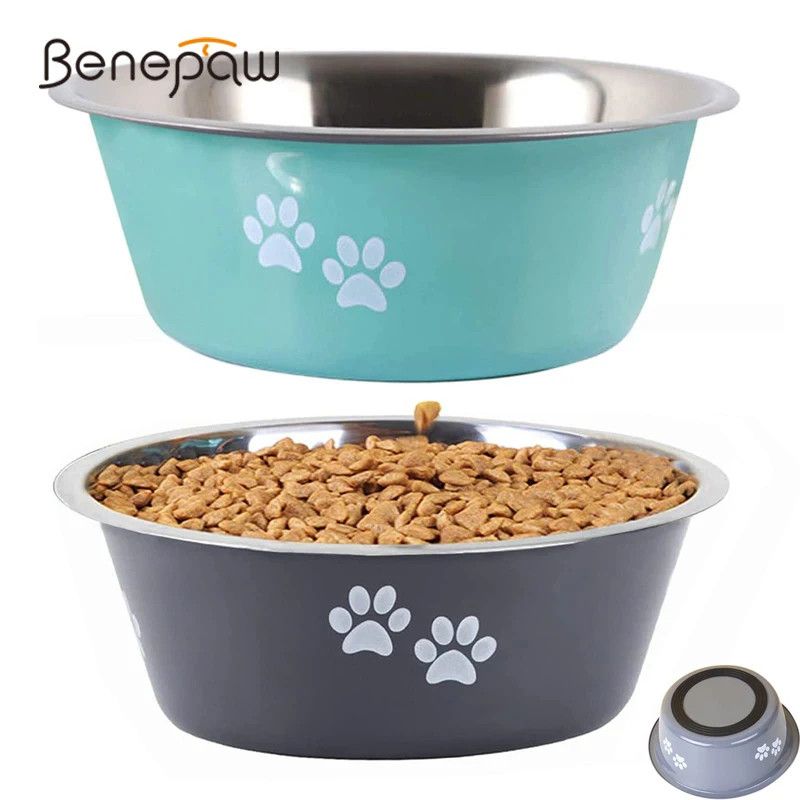 

Собачья чаша из нержавеющей стали Benepaw, прочная нескользящая резиновая Нижняя миска для еды, кормушка для щенка, для маленьких средних и больших собак