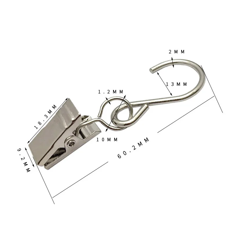 50 Pcs Metal Curtain Clip Wire Holder for Rope String Lights S Hook Clips DTT88