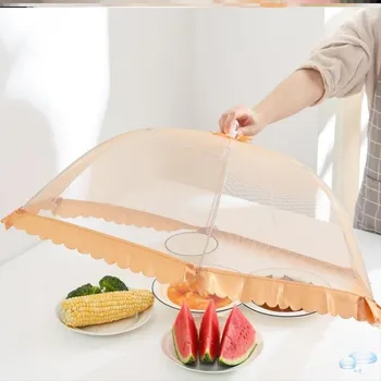 

Anti-Mosquitoes & Flies Dust-Proof Table Cover Dish Cover Large Summer Folding Leftovers Cool Summer Iron Artifact Can