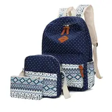 Холст Для женщин рюкзаки элегантный дизайн школьные сумки для подростков девочек, портфели для ноутбука рюкзак Mochila 3 шт./компл. сумка