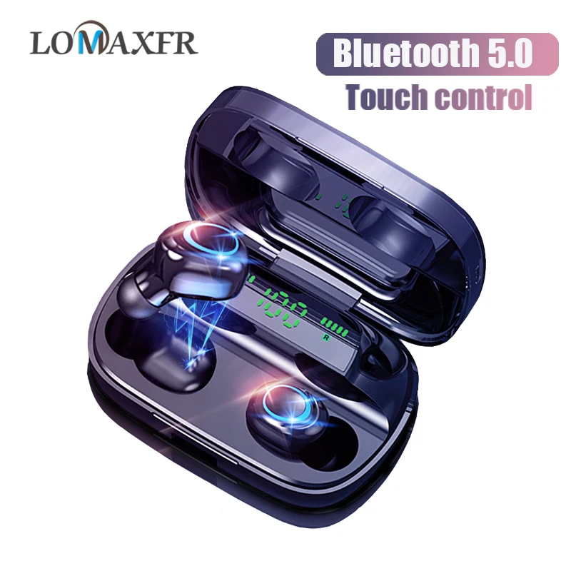 Wireless Headphones Bluetooth Headset Sport Earbuds Touch Control Stereo Tws with 3500Mah Charging Case for Samsung for Iphone