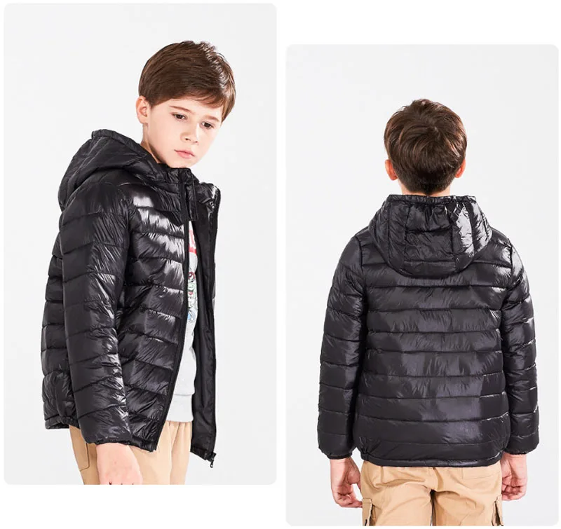 90% Duck Down Winter Down Jacket boy girl Child Kid Light Coat Hooded Thin Warm big boys Outerwears 2 4 6 8 10 12 14 16 Years