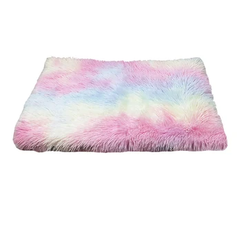 

Small Dogs Mat Indoor Warm Fluffy Square 2 In 1 Washable Anti Slip Soft Plush Puppy Sofa Colorful Pet Cushion Cat Bed