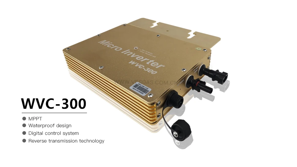 Amarrou a Entrada a Micro Grade de Wvc300 Dc22v-50v do Inversor da Onda de Seno do Inversor hz com Ip65 Pura Mppt Saída 230 v 50 60 Impermeável Ac110 - entrada pura DC22V-50V do inversor da onda
