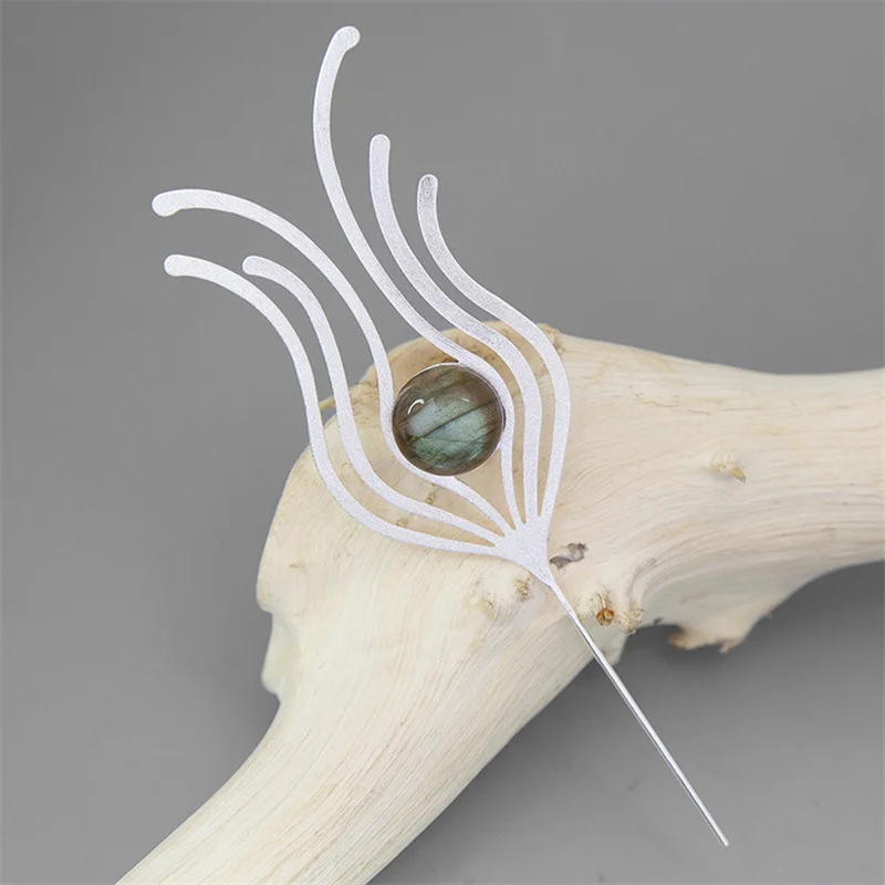 Женская Брошь Лабрадорит INATURE большая синяя брошь из стерлингового серебра 925