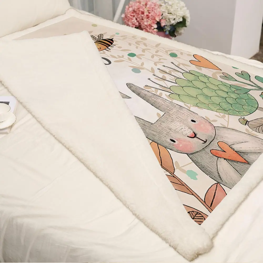 Miracille шерпа Флисовое одеяло с принтом кролика супер теплое мягкое декоративное одеяло s на диван кровать детская комната покрывало