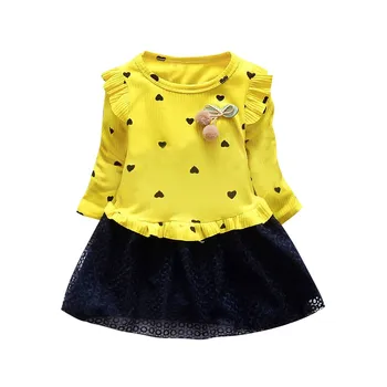 

Autumn Casual Baby Girls Dot Print Princess Dress Cotton Kids Toddler Long Sleeve Sundress
