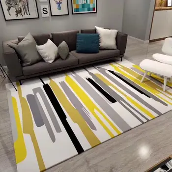 

LOUTASI Modern Abstract Carpet and Rug Geometric Striped Printed Tapete for Living Room Bedroom Area Rugs Non-Slip Floor Mats