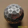 Bescon Solid Metal 100 Sided Dice, Game Dice D100,Giant Polyhedral Metal 100 Sides Dice 50MM in Diameter (1.97in),Ancient Silver 2