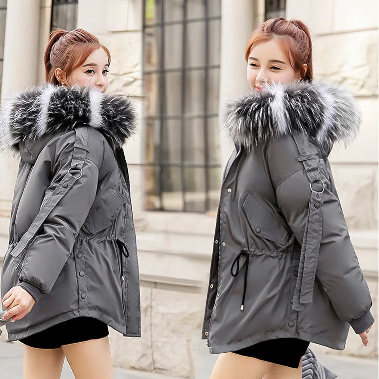 

Short Cotton-padded Clothes Women's 2019 Winter New Style Korean-style Large Size Loose-Fit Large Fur Collar down Jacket Cotton-