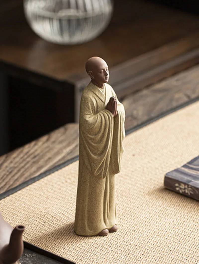 Chinese Kung Fu Ceramic Buddha Figures, Buddha monk Figurines, Tea Pet Ornaments, Home Decoration, Teaware Accessories