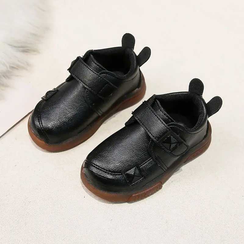  Toddler Soft Soled Walking Shoes Autumn Winter Newborn Baby Boys Girls Pu Shoes Anti-Slip Solid Pri