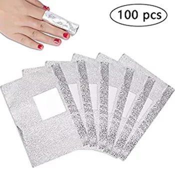 

100Pcs Sturdy Aluminium Foil Silver Removal Wraps Soak Off Foils with Cotton Pad for Nail Gel Polish Cosmetic Makeup Tools