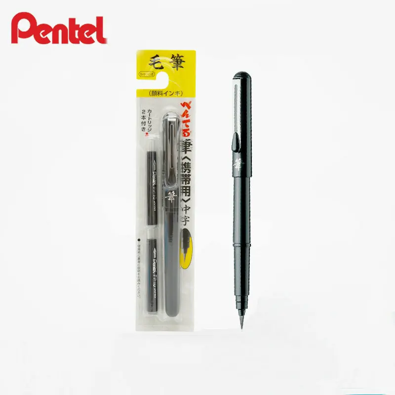 Pentel Brush Pen With Sepia Ink – Includes Pen & 2 Refills For Calligraphy, Art & Cartoons