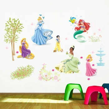 

Lovely mermaid Princess series Wall Stickers For Kids Room Children Bedroom nursery PVC Wall decals Girl's gift Poster Murals