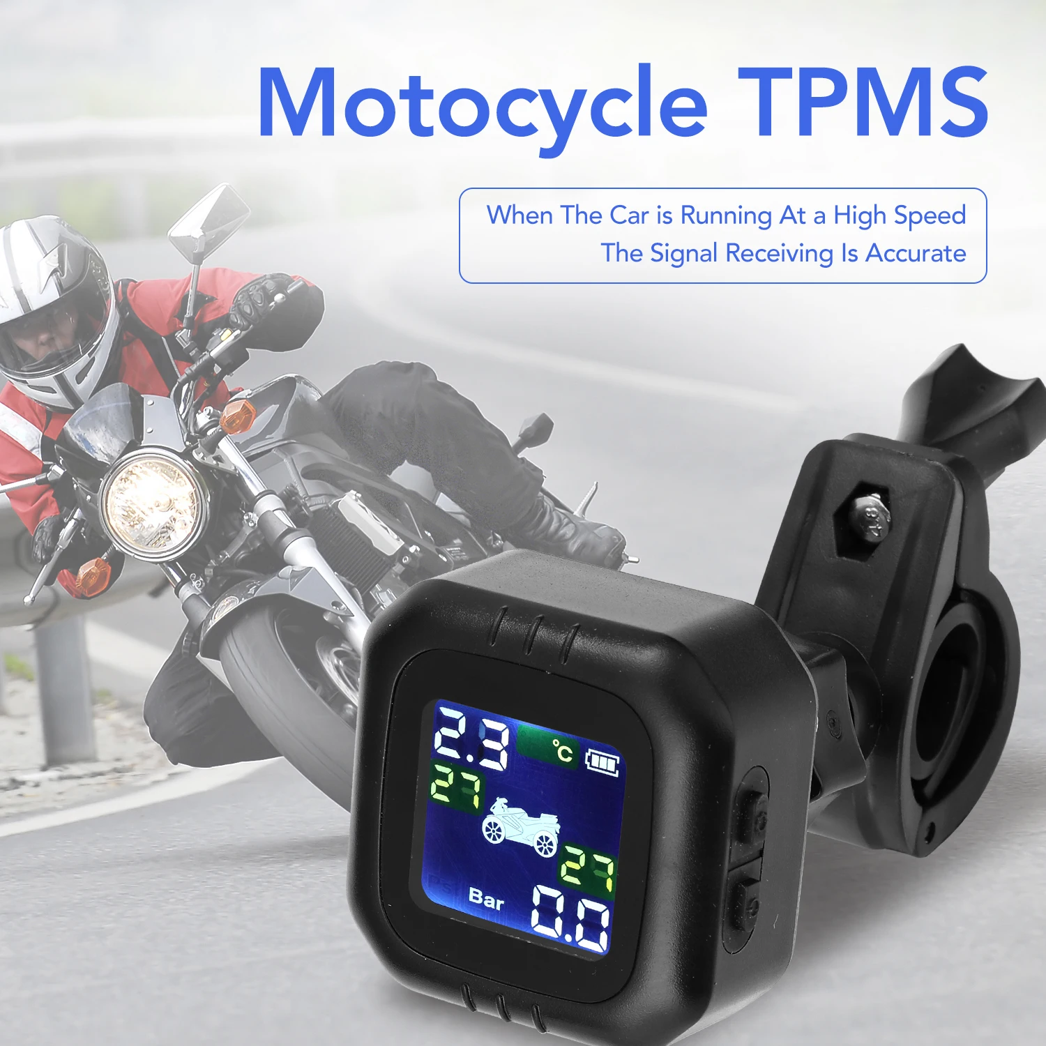 Беспроводная система контроля давления в шинах мотоцикла TPMS Беспроводная Высокоточный Тестер давления в шинах с водонепроницаемым ЖК-экраном