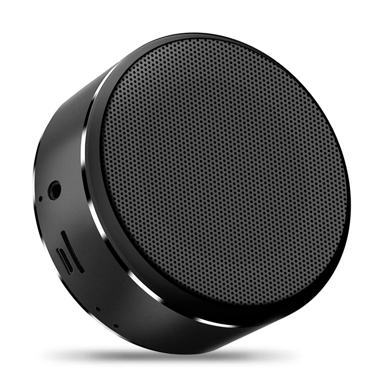 360 градусов объемный стерео беспроводной Bluetooth динамик Поддержка громкой связи AUX TF карта металлический корпус для мобильного портативного - Цвет: Black