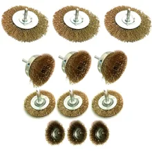 12 штук в ассортименте роторный инструмент проволочные щетки колеса концевые плоские и чашки щетки 4500 об/мин