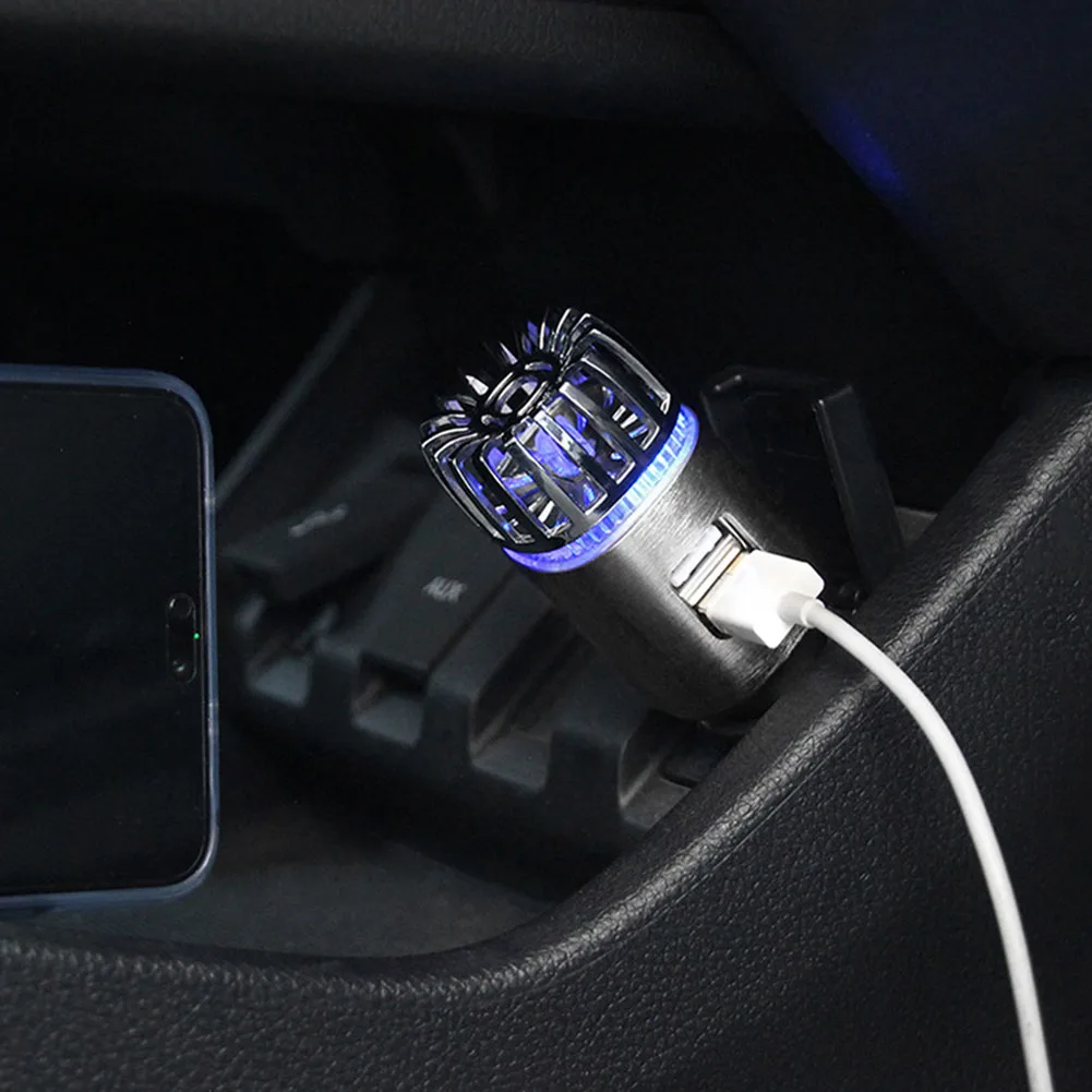 JO-6291 Mini Car Air Purifier Ionizer w/ Dual USB Charger Smoke Odor Eliminator Personal Negative Ion Air Freshener