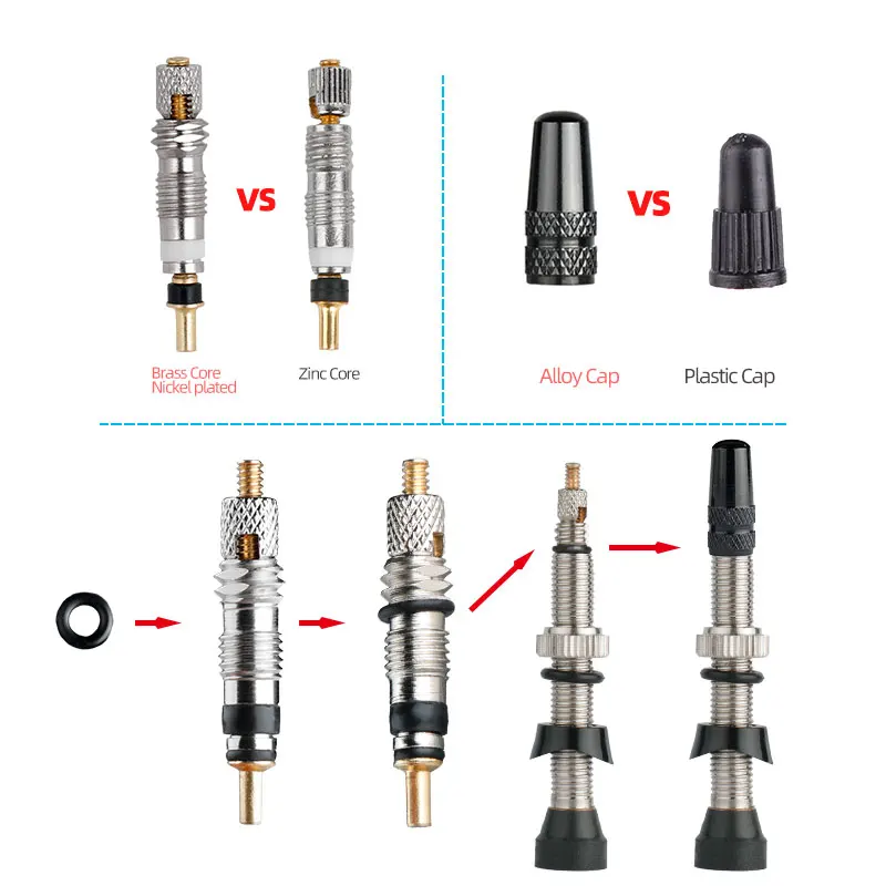 bicycle tubeless valve bicycle valve bicycle valve core bicycle air valve Deemount 1Pair 40/45/60mm CNC Machined Presta Valves for MTB Road Bike Tubeless Tires Brass Core