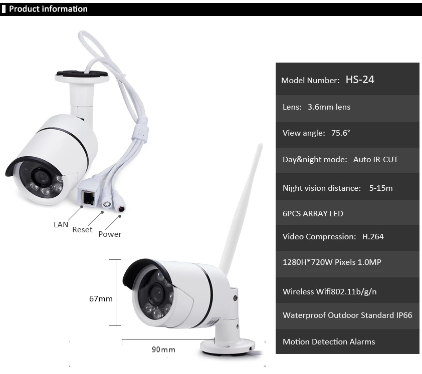 Wi-Fi HD Водонепроницаемый Пуля IP Камера 1MP 720 P Ночное видение Камеры Скрытого видеонаблюдения для дома безопасности из двери Применение ONVIF P2P