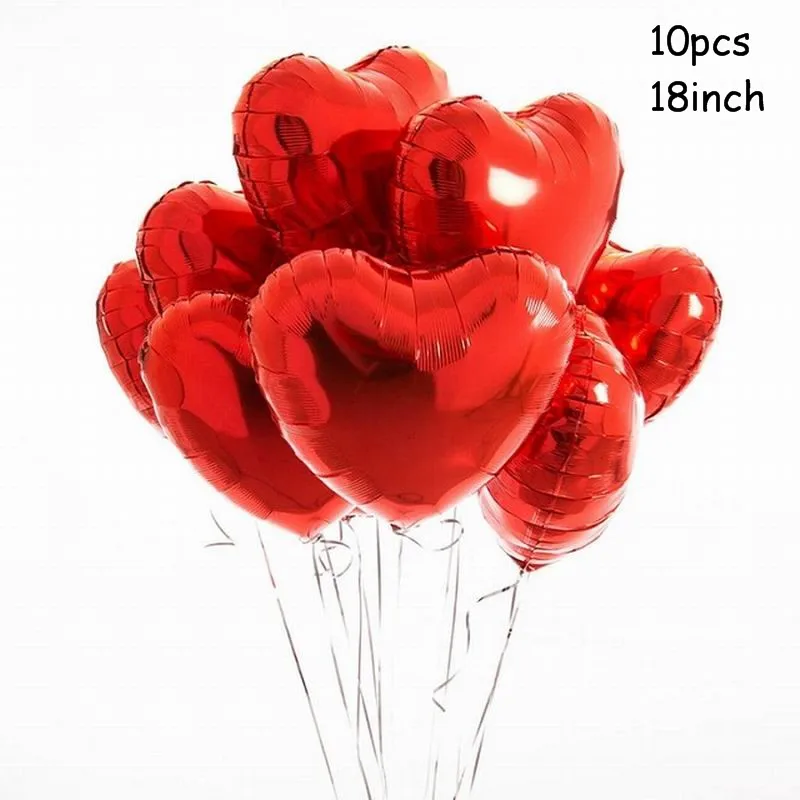 18inch red 10pcs 10 шт./лот, 18 дюймов, розовое золото, сердце, фольга, шары, свадьба, день рождения, вечеринка, декор для детского душа, принадлежности, подарки на день Святого Валентина - Цвет: 18inch red 10pcs