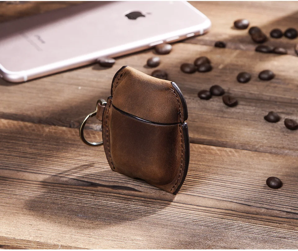 Кожаный чехол для AirPods 2 1 чехол Аксессуары для наушников защита от потери Брелок Защитный чехол для наушников для Apple Air Pods чехол