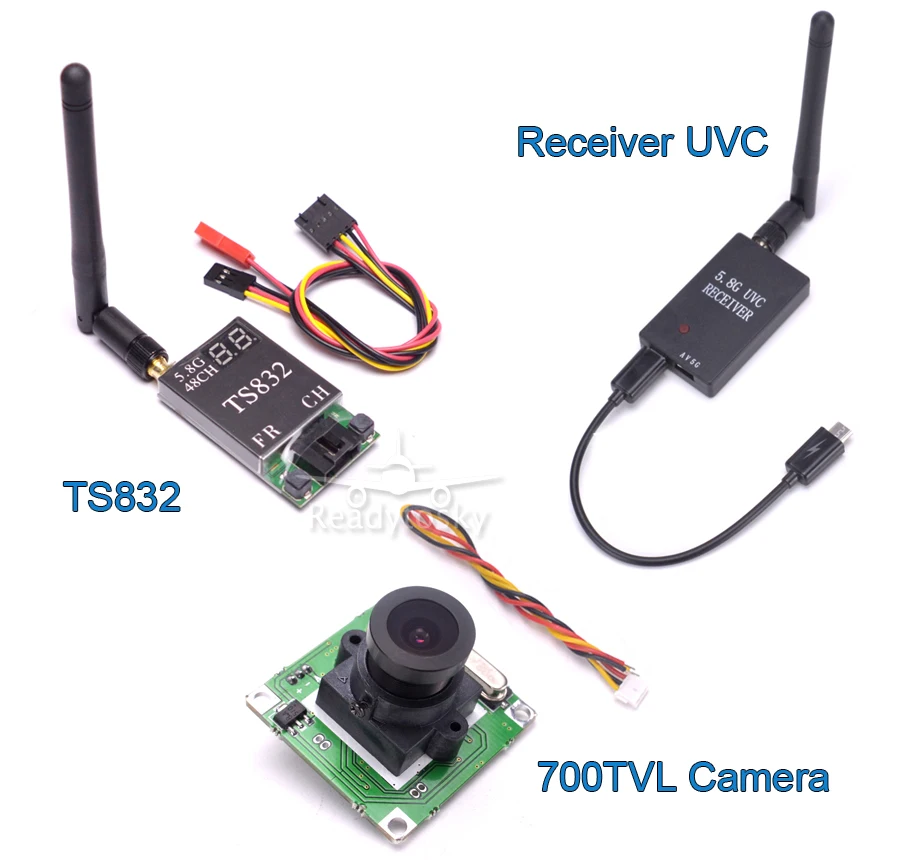 

Mini 5.8G FPV Receiver UVC Video Downlink OTG + TS832 48Ch 5.8G 600mw Wireless Transmitter + 700TVL Camera for VR Android Phone