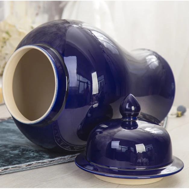 Цзиндэчжэнь Керамика имбирь кувшин ваза насыщенным синим цветом фарфоровый храм