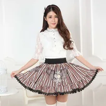Милые Юбки принцессы в стиле Лолиты с принтом, Паровая панк, летающая одежда, кружевная юбка в стиле Лолиты SK, японские плиссированные юбки, модные женские юбки GZWY191