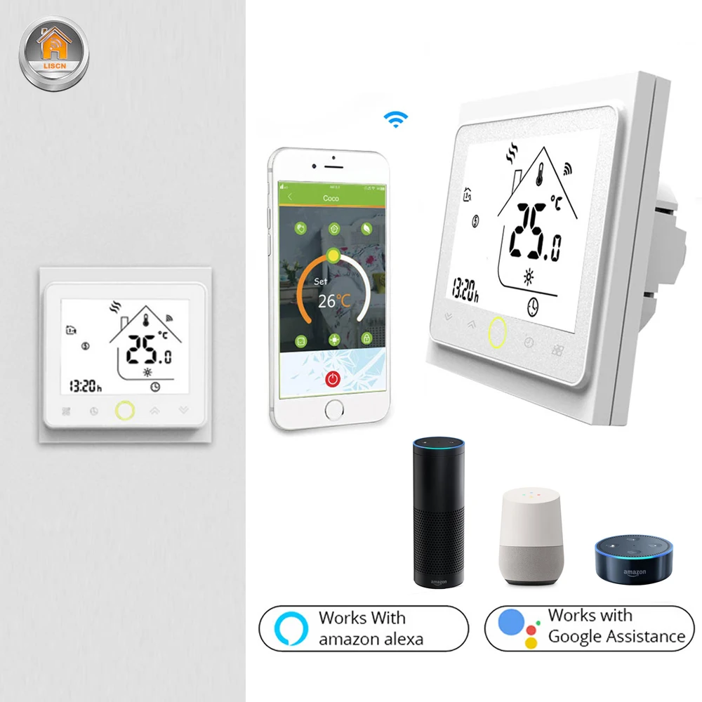 

WIFI Thermostat Smart Touch Temperature Controller Programmable Google Home APP Water Electric Floor Heating Gas Boiler Works