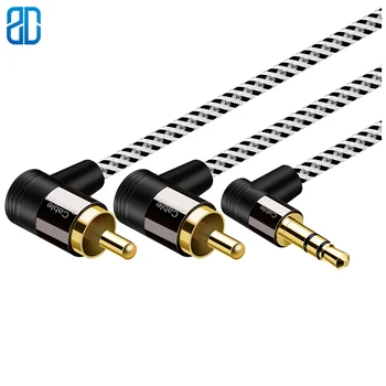 

90 Degree Right Angle 3.5MM to RCA Stereo Audio Y Splitter Cbale 2RCA Male to 3.5MM Male Jack RCA AUX Cable for DJ Amplifiers