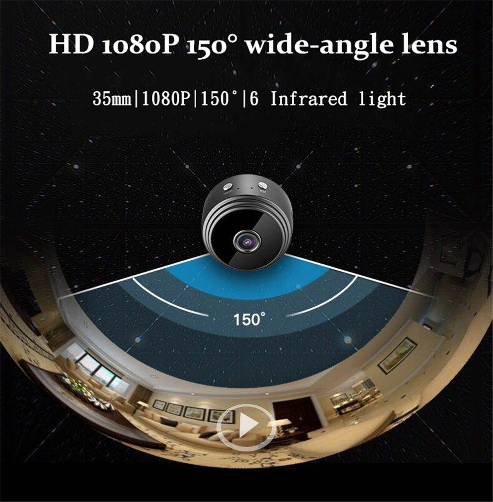 A9 4k Wifi мини-камера, Домашняя безопасность P2P камера WiFi, ночное видение 1080P беспроводная камера видеонаблюдения, удаленный монитор телефон приложение