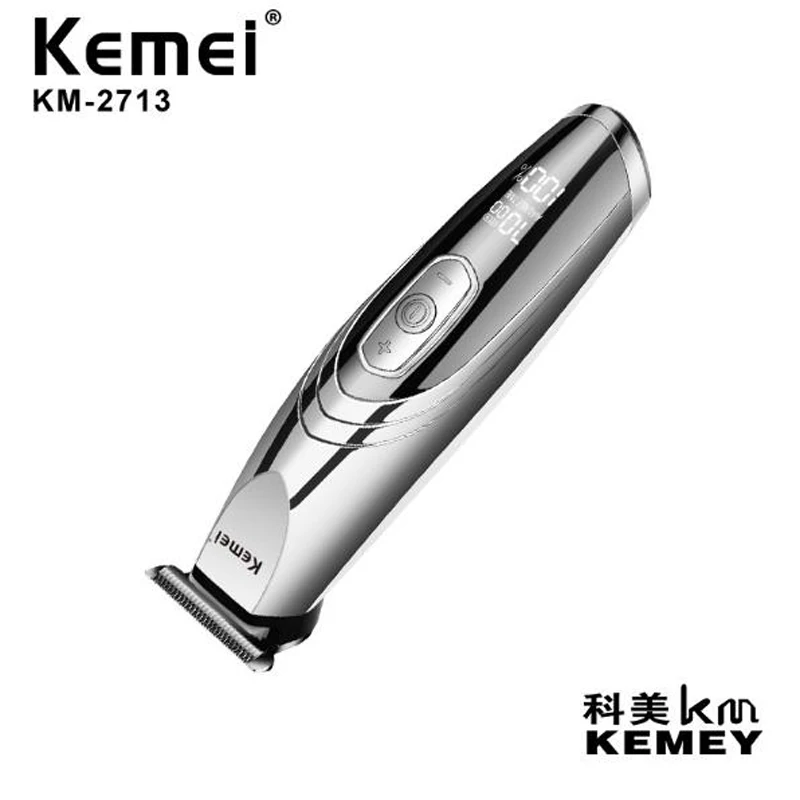 Kemei перезаряжаемый электрический триммер для волос KM-2713 Беспроводная электрическая машинка для стрижки волос триммер для бороды низкий уровень шума ЖК-дисплей