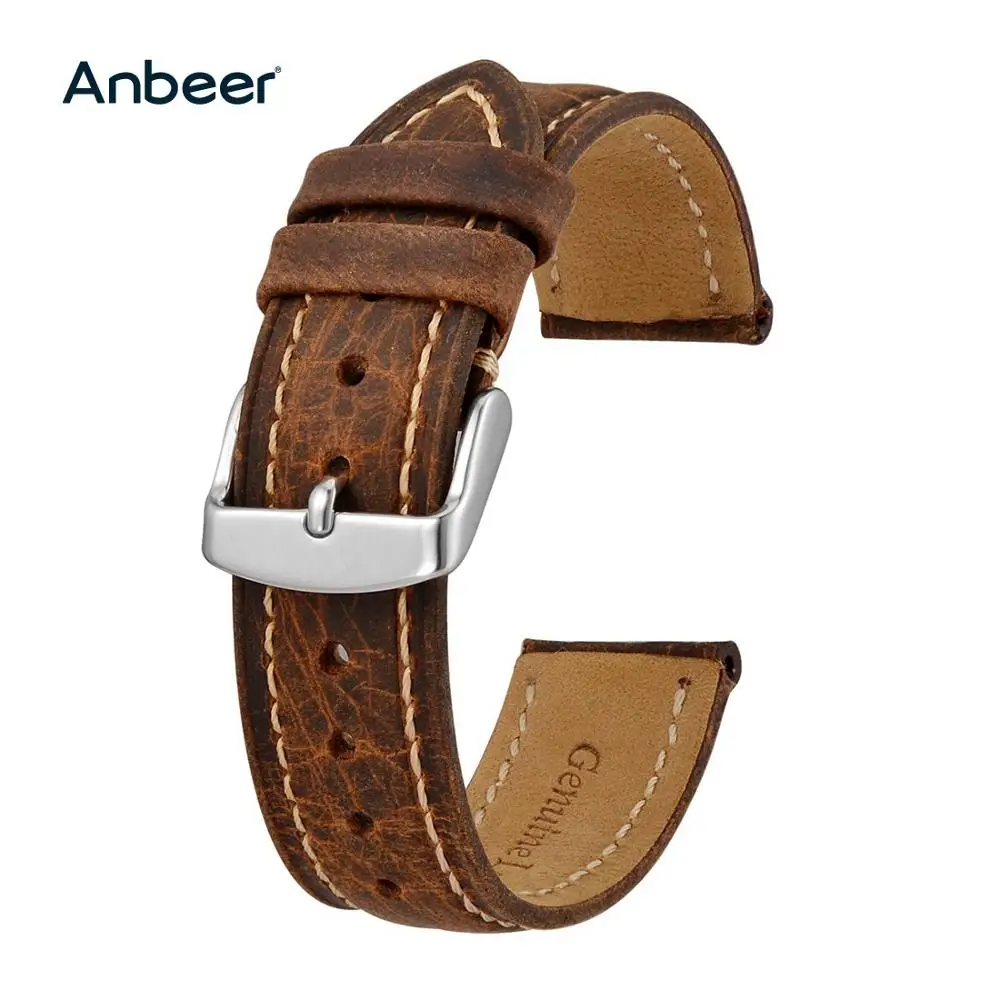 Ремешок для часов Anbeer из натуральной кожи сменный ремешок 18 мм 20 22 мужчин и