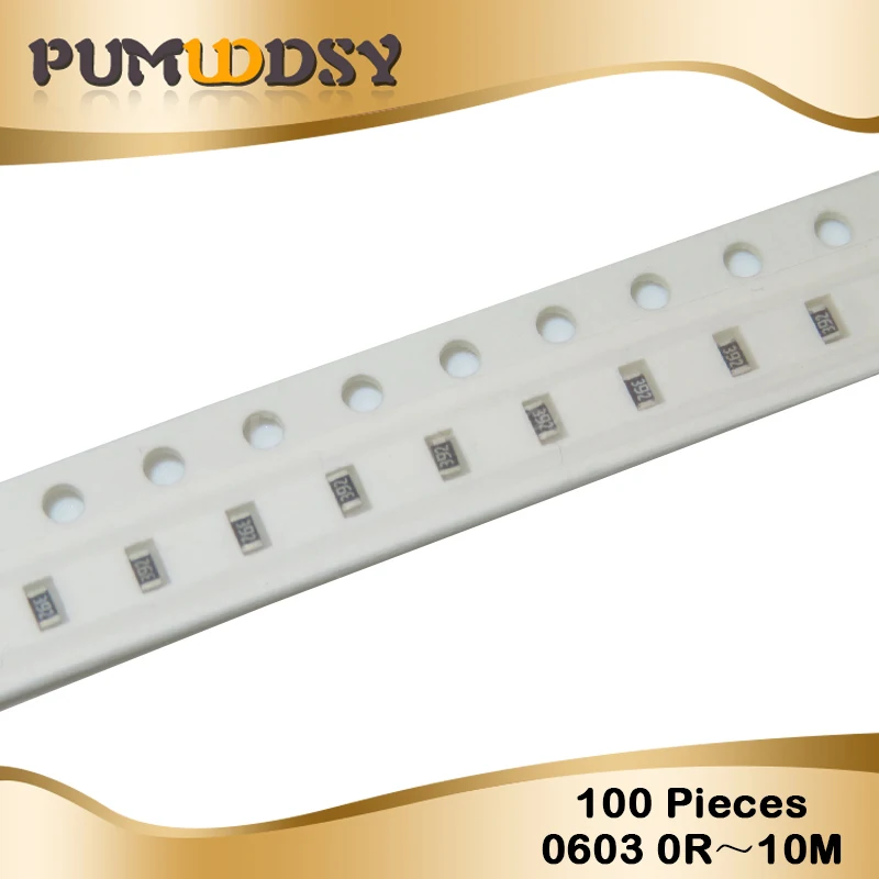 100 шт. 0603 SMD 1/8 Вт чип резистор резисторы 0 Ом ~ 10 м ом 0R 1 К 4,7 К 4K7 10 К 100 К